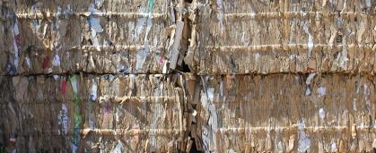 Baled card to be recycled
